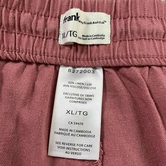 Frank by Frank & Oak Shorts Womens XL Pink Linen Blend Pull On Elastic Waist - Picture 3 of 12